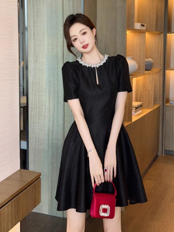 French banquet super beautiful dress dress summer commuting retro light luxury style light luxury socialite A-line skirt - Image 2