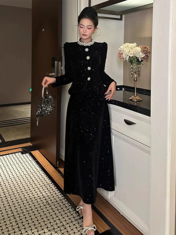 European celebrity bright shiny dress women's new style annual party dinner formal occasion high-end dress long skirt