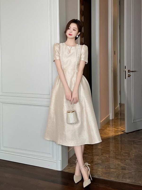 Palace style long high-waisted A-line skirt to make you look slim and high-end 2025 summer new retro French temperament dress - Image 2