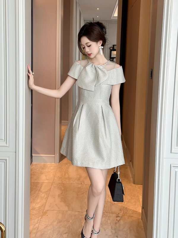 French temperament A-line dress summer women's light luxury small high-end dress skirt waist-hugging short skirt