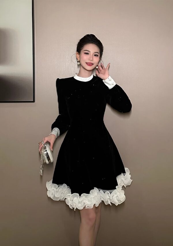 European station French beautiful unique dress for women in spring lace design niche without the same style waist-hugging A-line skirt
