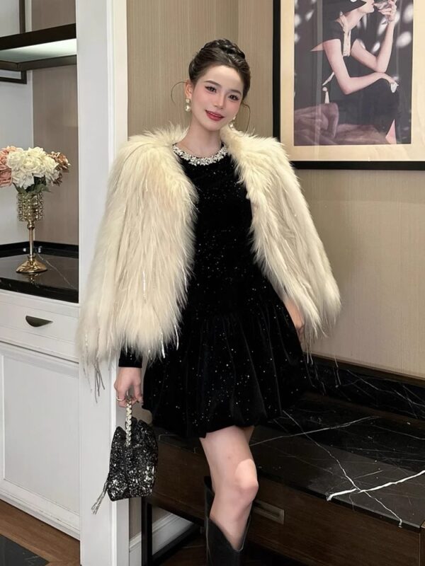 European station black evening dress for women 2025 new high-end hot diamond waist slimming flower bud skirt spring dress - Image 3