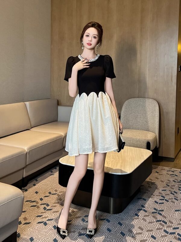 Black Swan Princess Dress High-end Puff Sleeve Design Light Luxury Temperament Small A-line Dress Women - Image 3