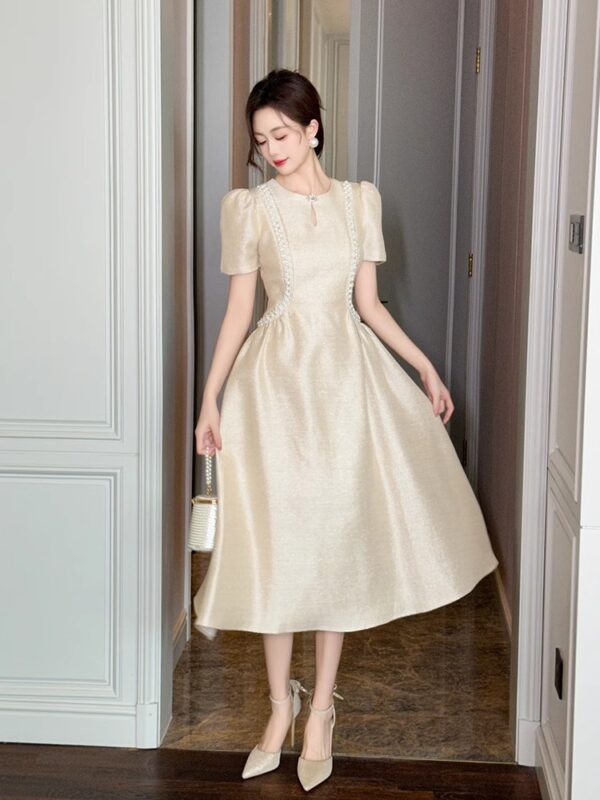 Palace style long high-waisted A-line skirt to make you look slim and high-end 2025 summer new retro French temperament dress - Image 3