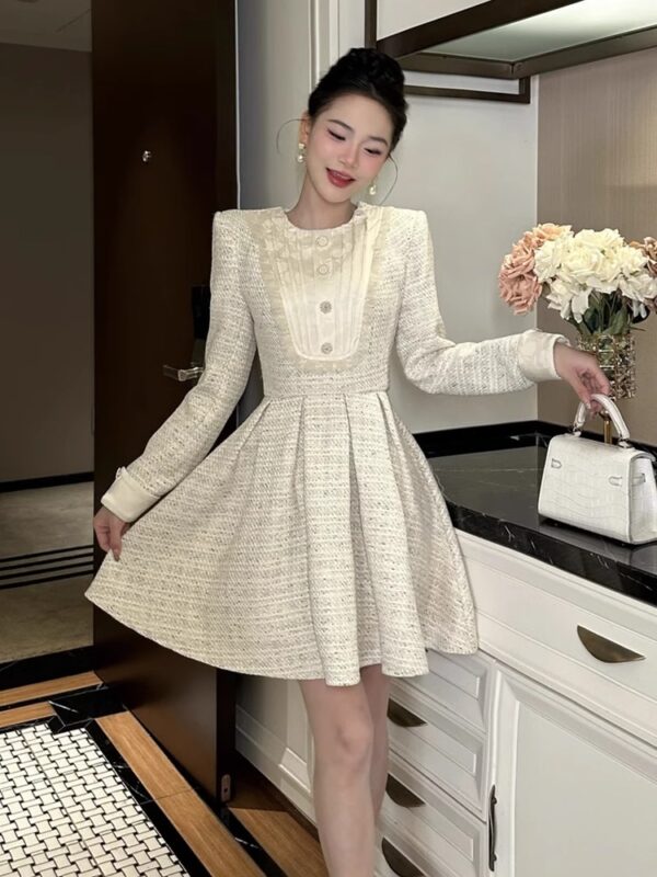 European station small fragrance style dress spring women's wear waist slim a line skirt rich girl can wear every day - Image 3