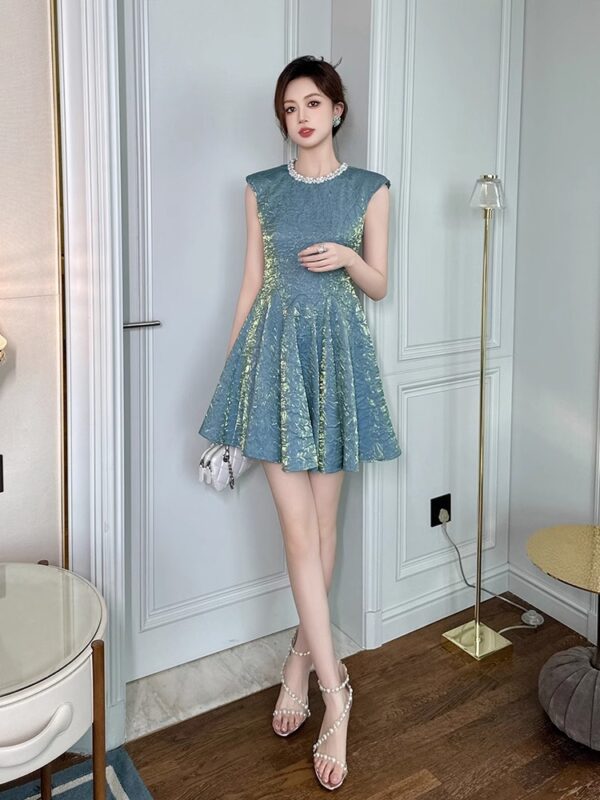 Evening dress 2025 new high-end summer new dress sleeveless high-waisted slim small a-line skirt - Image 3