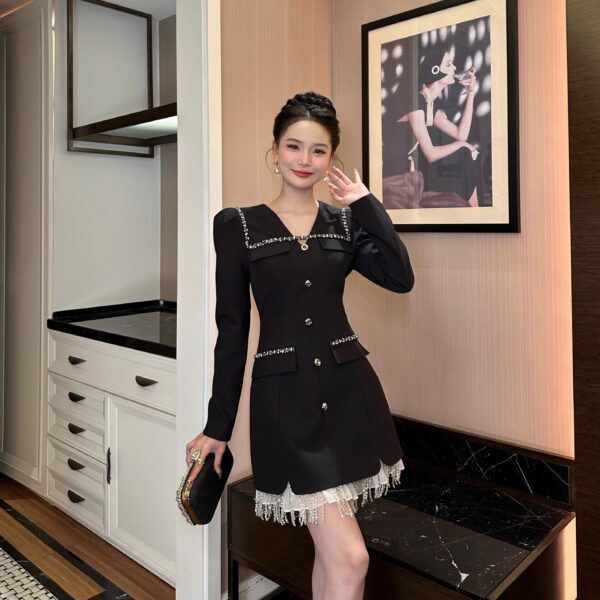 【Original Huahua】Father fashion celebrity dress design makes you look slim and light luxury A-line skirt 21544