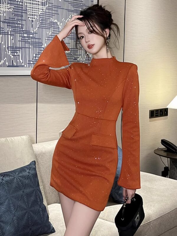 2025 spring new high-end exquisite shiny diamond slim and hip-packing dress light luxury high-end - Image 4