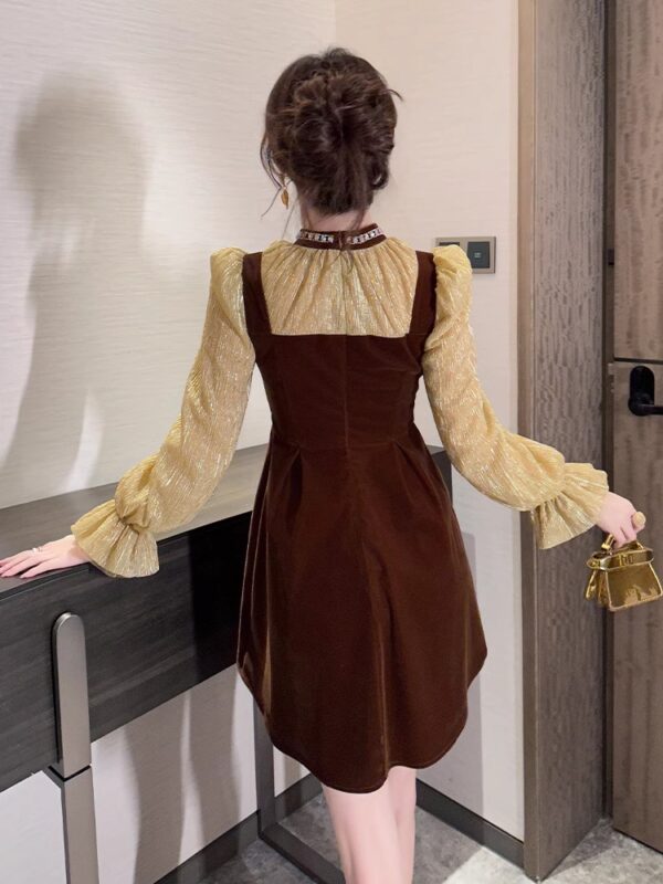 European station A-line dress Spring new women's clothing small French retro fake two-piece temperament age-reducing short skirt - Image 5