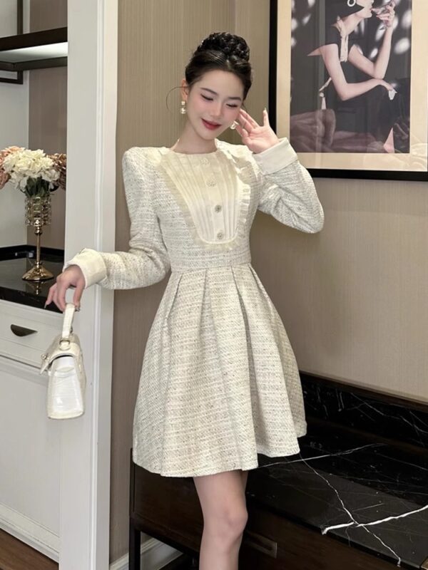 European station small fragrance style dress spring women's wear waist slim a line skirt rich girl can wear every day - Image 4