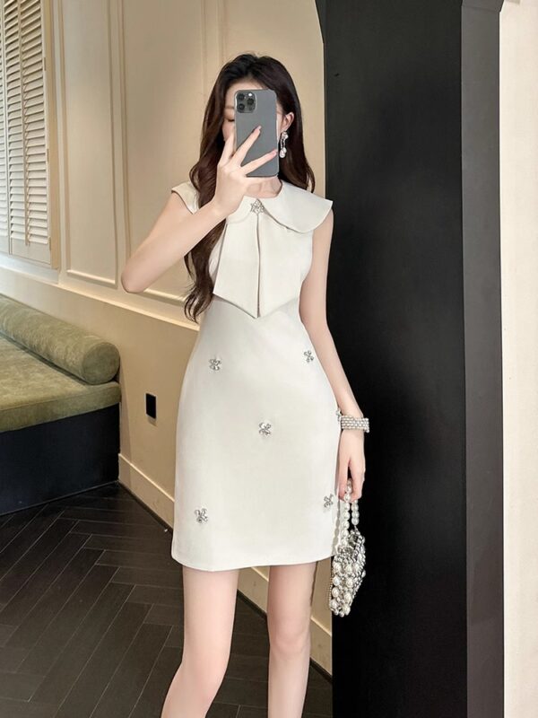 High-looking dress doll collar sleeveless dress in summer female celebrity slim and small light luxury hip-covered skirt - Image 4