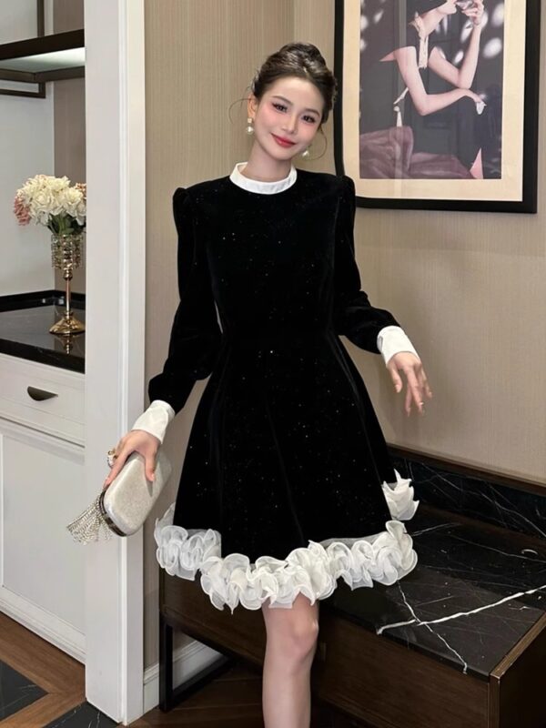 European station French beautiful unique dress for women in spring lace design niche without the same style waist-hugging A-line skirt - Image 4