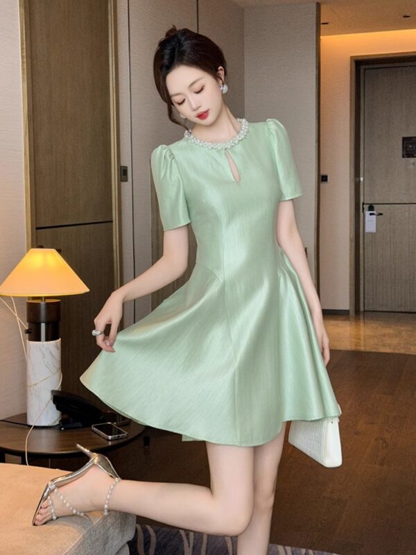 French banquet super beautiful dress dress summer commuting retro light luxury style light luxury socialite A-line skirt - Image 5