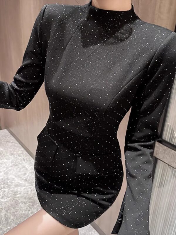 2025 spring new high-end exquisite shiny diamond slim and hip-packing dress light luxury high-end - Image 5