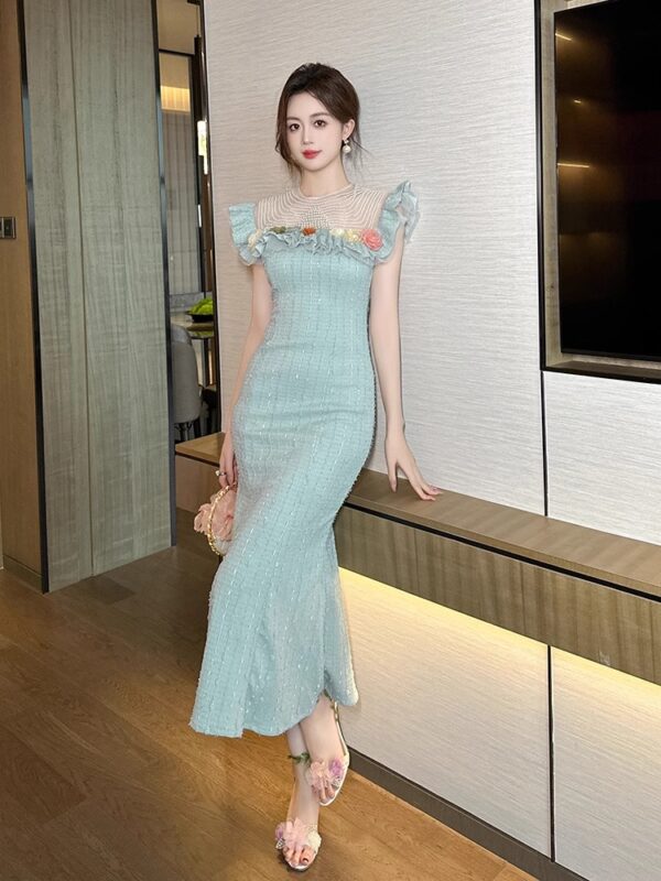 French celebrity style slim fishtail dress summer new temperament wood ear design niche hip skirt for women - Image 5