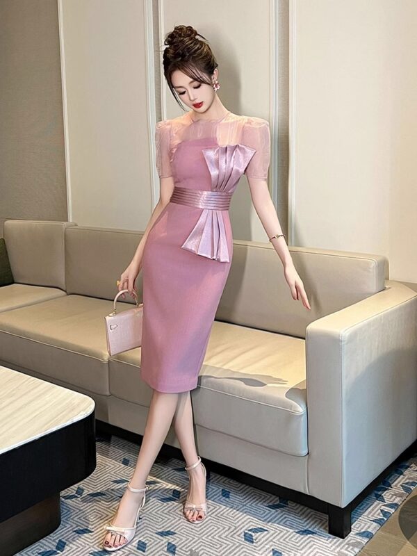 Xiaoxiang style milky white slim slim dress summer new high-end celebrity evening dress temperament hip-pack skirt - Image 5