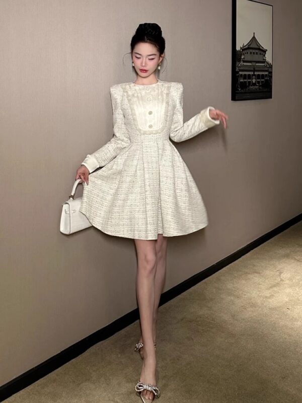 European station small fragrance style dress spring women's wear waist slim a line skirt rich girl can wear every day - Image 5