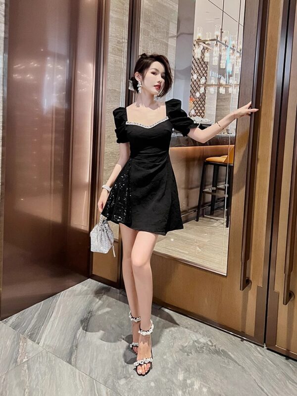 European station royal sister style dress French black skirt female summer socialite temperament high-end and mature A-line short skirt - Image 5