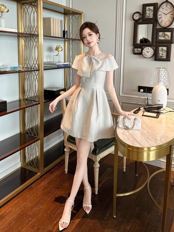 French temperament A-line dress summer women's light luxury small high-end dress skirt waist-hugging short skirt - Image 5