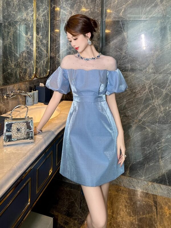 A celebrity girl dress for women in summer new light luxury niche diamond collar French temperament small A-line dress short skirt - Image 6