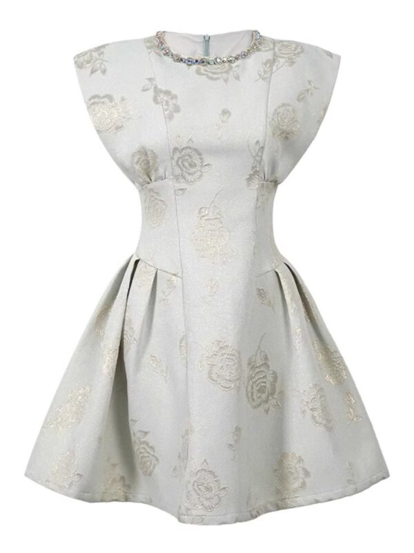 Elegant A-line skirt for women new sleeveless small fragrance style celebrity waist embroidery dignified and atmospheric short dress - Image 6