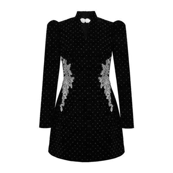 2025 spring clothing new women's clothing heavy industry design sense hot diamond embroidery new Chinese style improved cheongsam dress 21601 - Image 6
