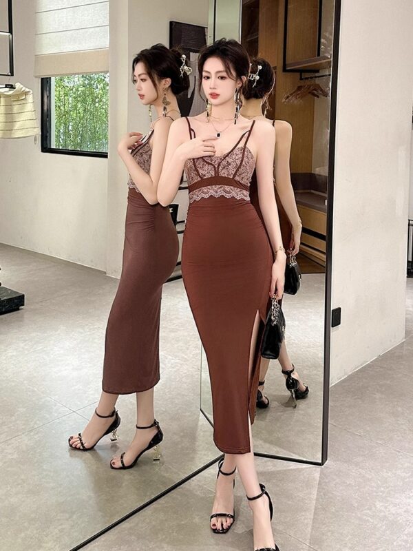 Commuter retro sexy suspender dress with backless pure and sexy socialite style slim hip-packing long skirt - Image 6