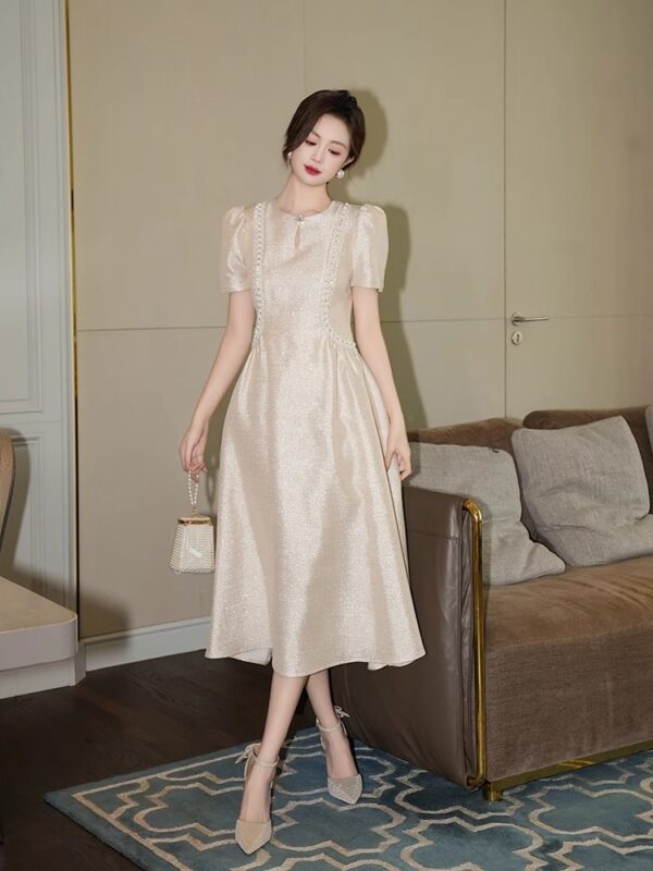 Palace style long high-waisted A-line skirt to make you look slim and high-end 2025 summer new retro French temperament dress - Image 6