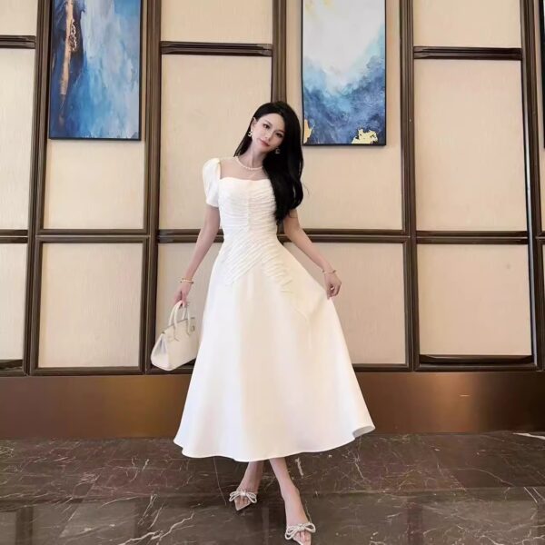 Elegant mid-length socialite banquet slim temperament and waist-hugging French niche dress 9892 - Image 2