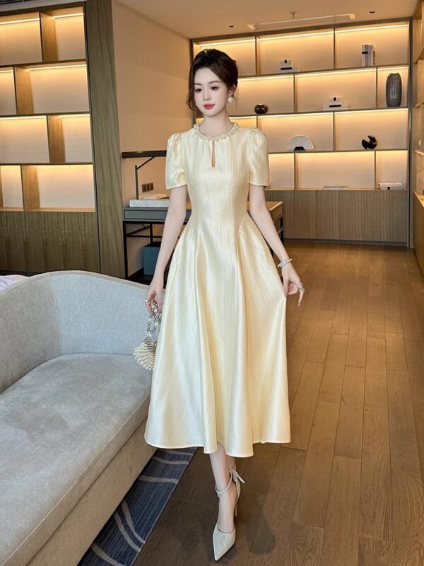 Small fragrance style A-line dress for women in summer rich family waist-hugging high-end dress long skirt light luxury niche high-end - Image 6