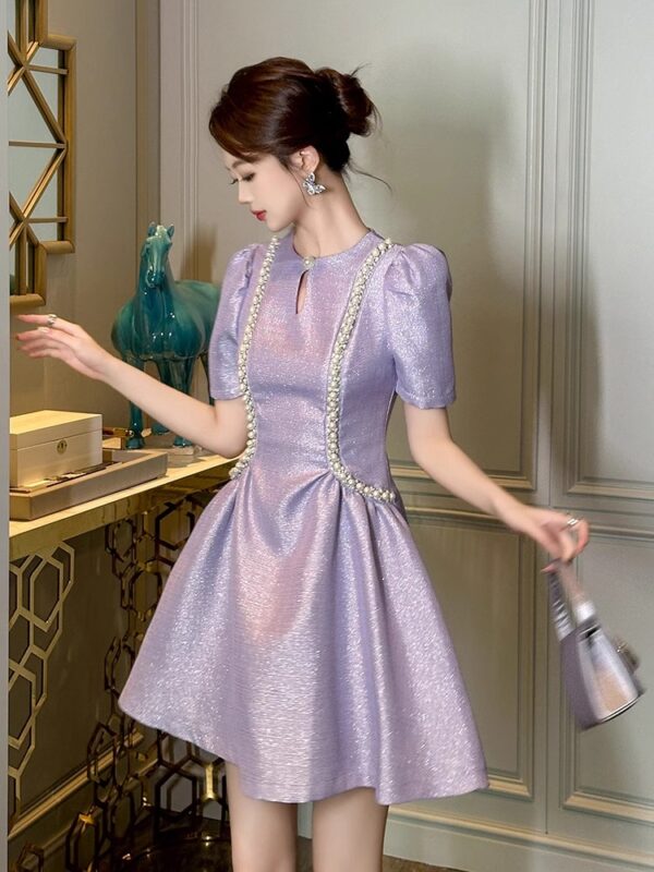 Fat mm temperament palace style A-line dress short style French heavy industry high-end feeling light luxury waist slimming skirt for children - Image 6