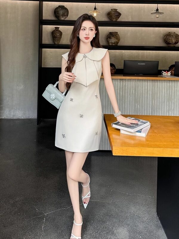 High-looking dress doll collar sleeveless dress in summer female celebrity slim and small light luxury hip-covered skirt - Image 6